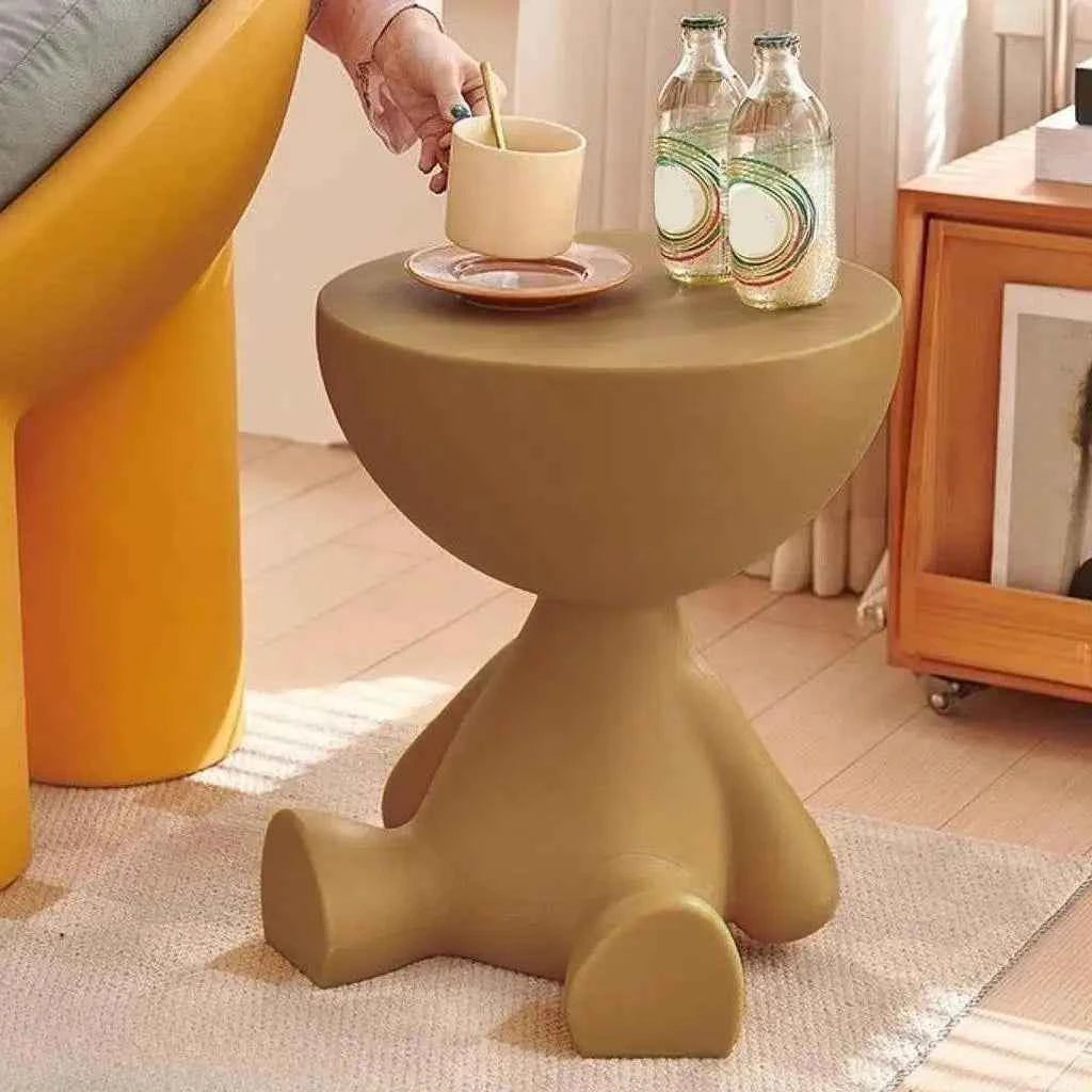 Modern Bear-Shaped Side Table – Cute Cartoon Sofa Edge Table with Hidden Storage